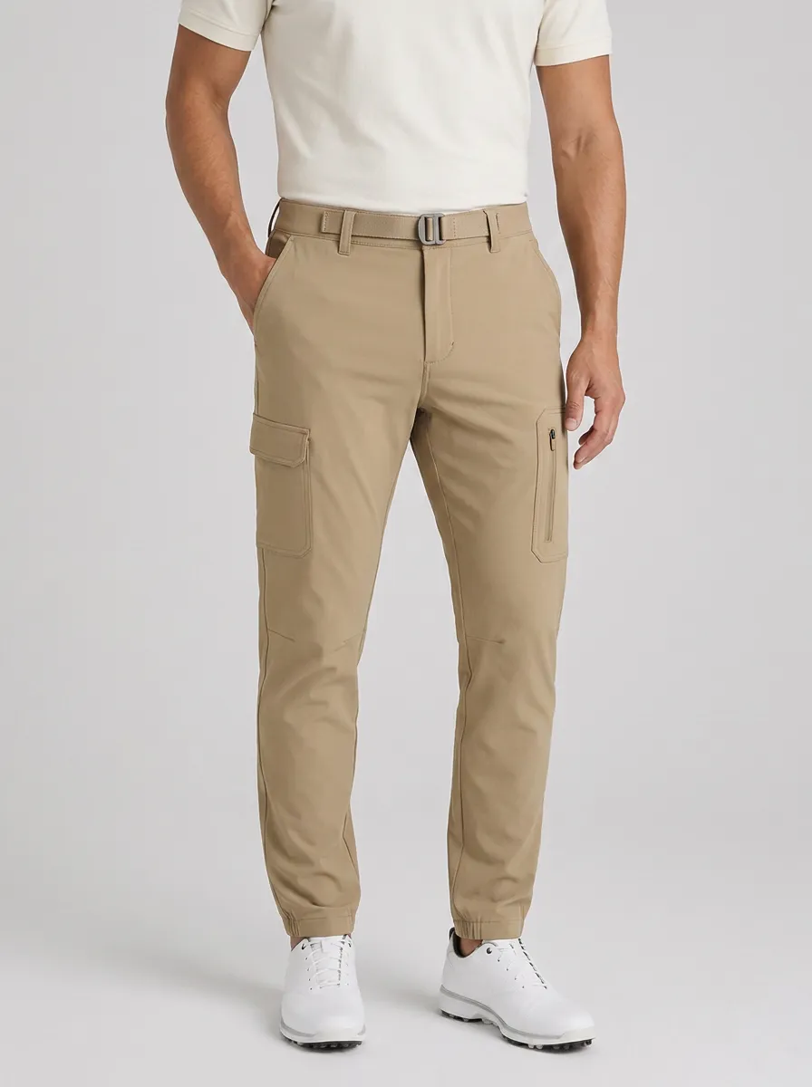 Men's Golf Lover Khaki Cargo Printed Jogger Pants