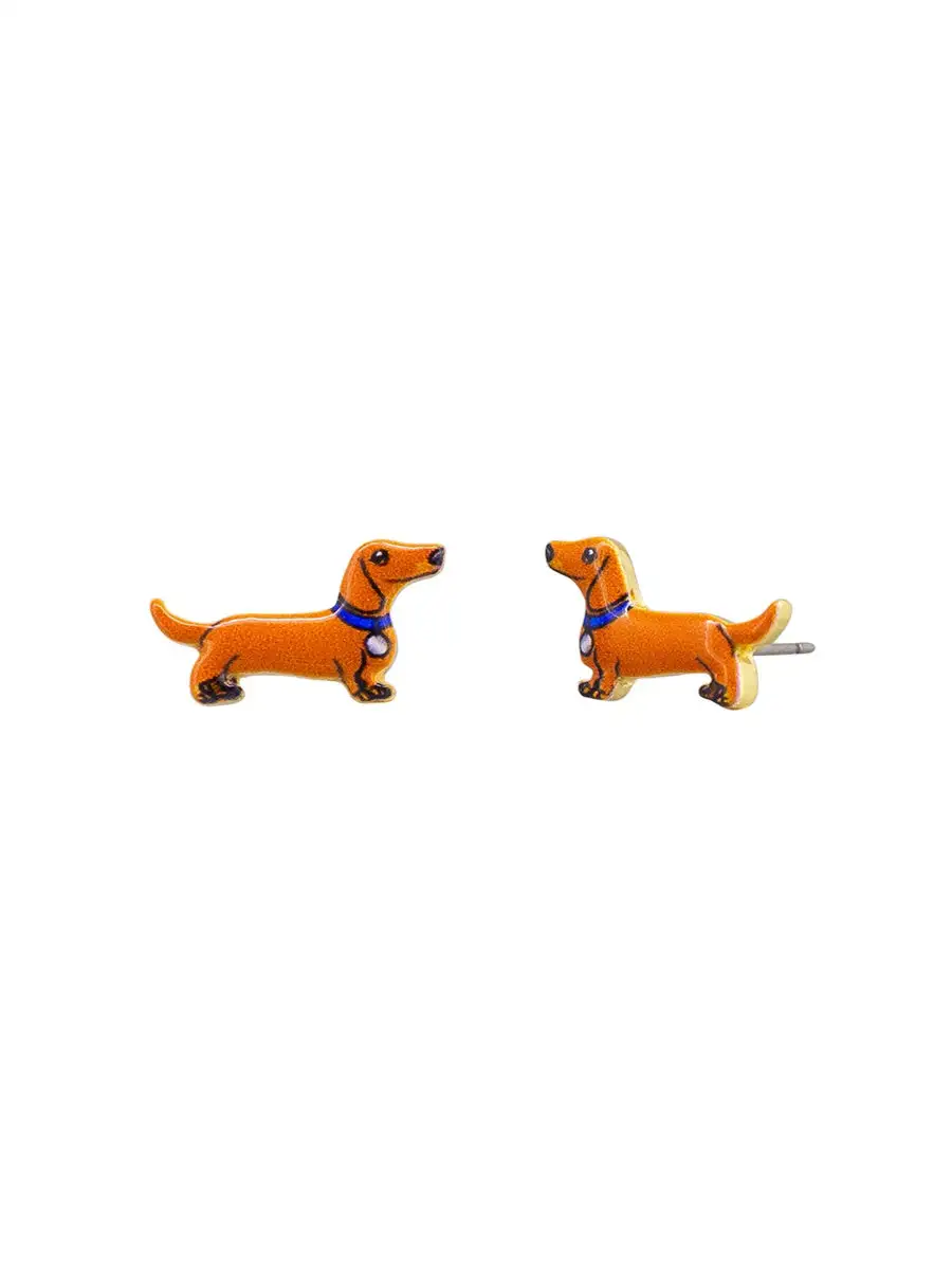 Dachshund Stud Earrings - Tan