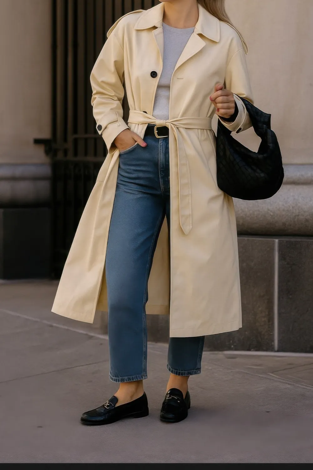 Classic Solid Long Sleeve Trench Coat Lined