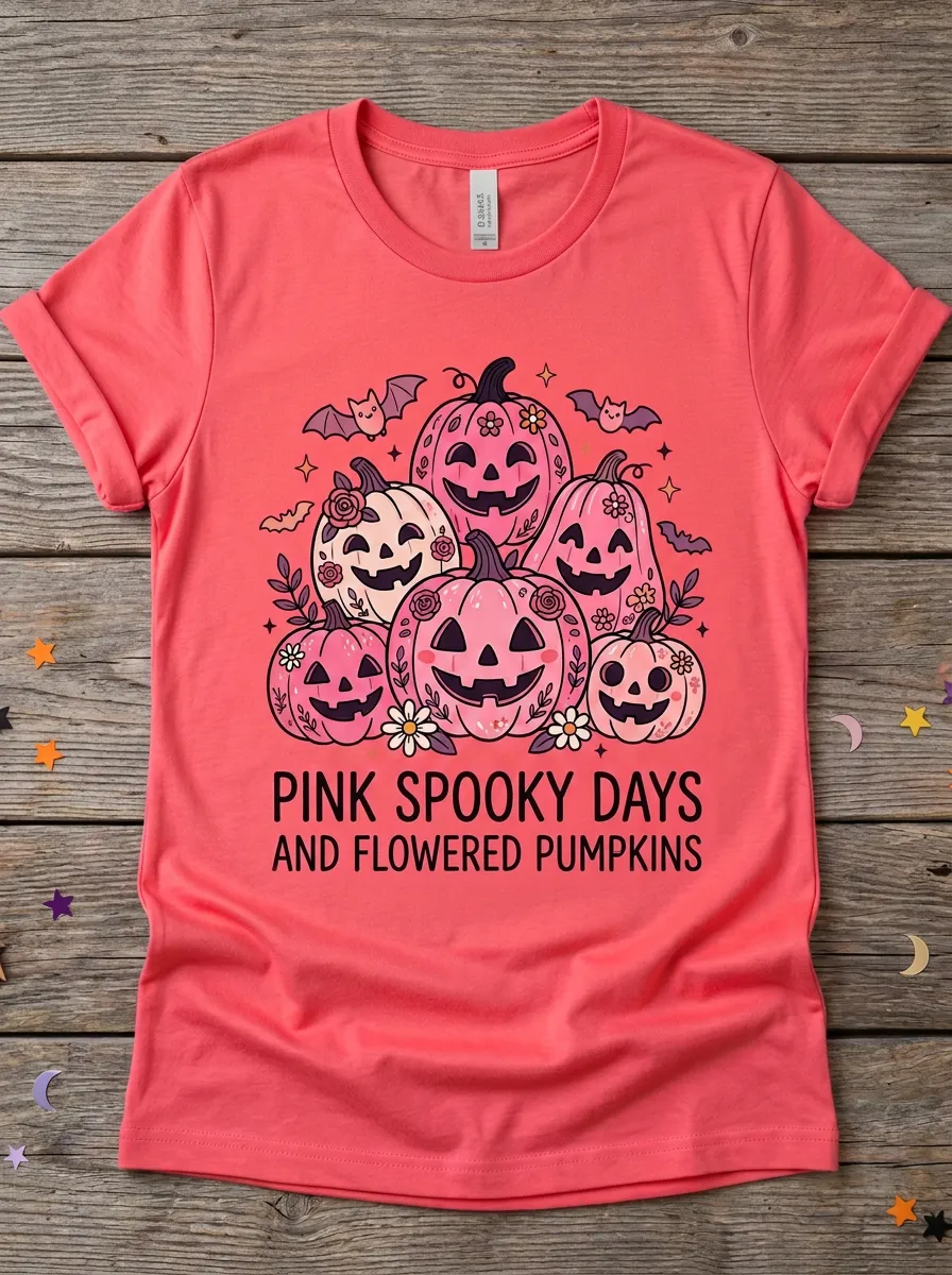 Pumpkin Floral Spooky Halloween Graphic T-Shirt