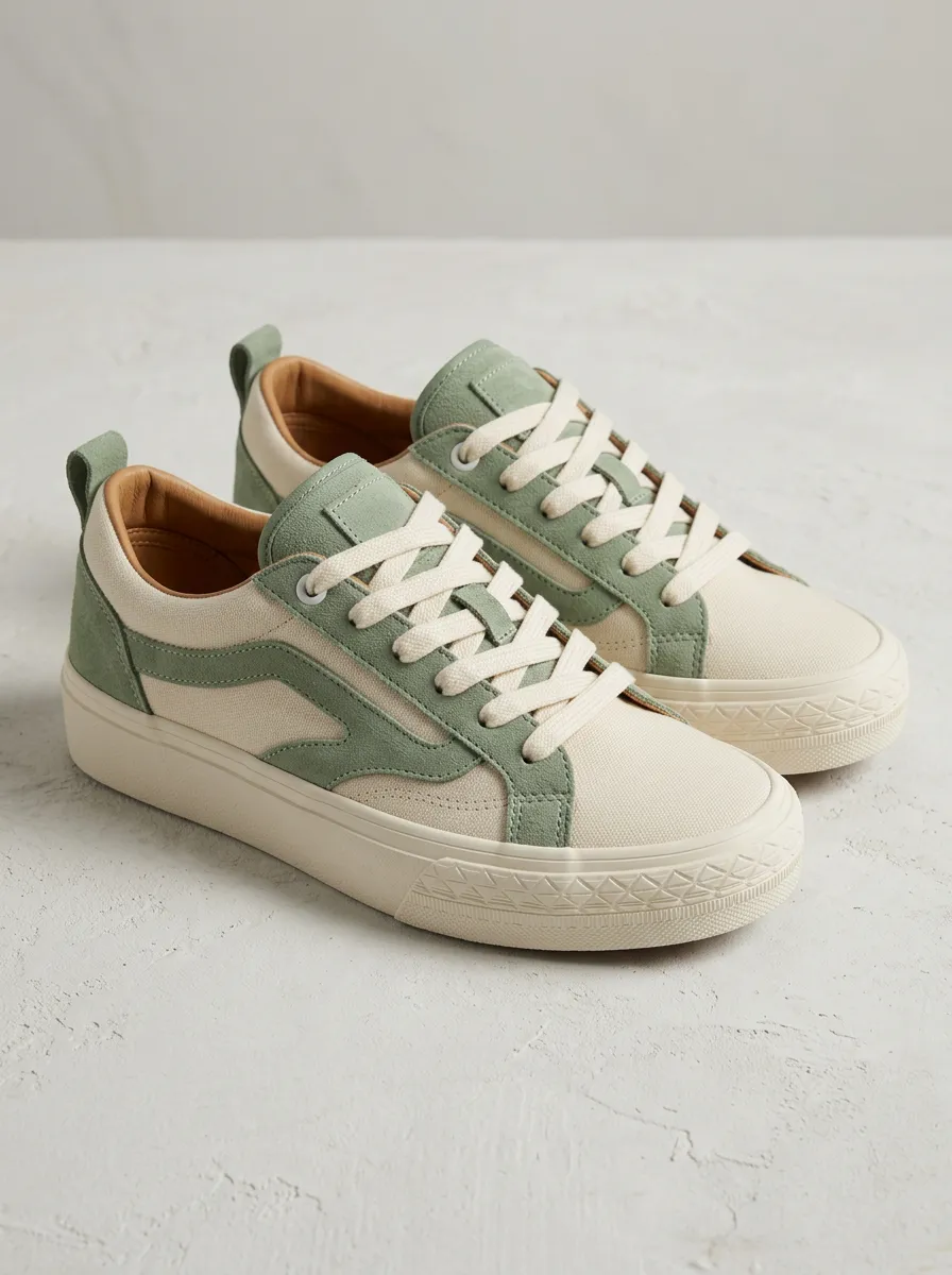 Lace-Detail Geometric Women's Low-Top Skate Sneakers