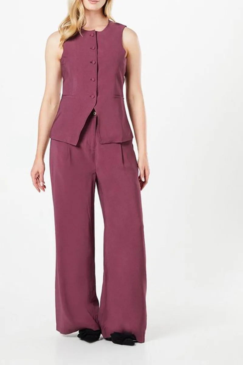 Casual Style Tailored Wide Leg Trouser