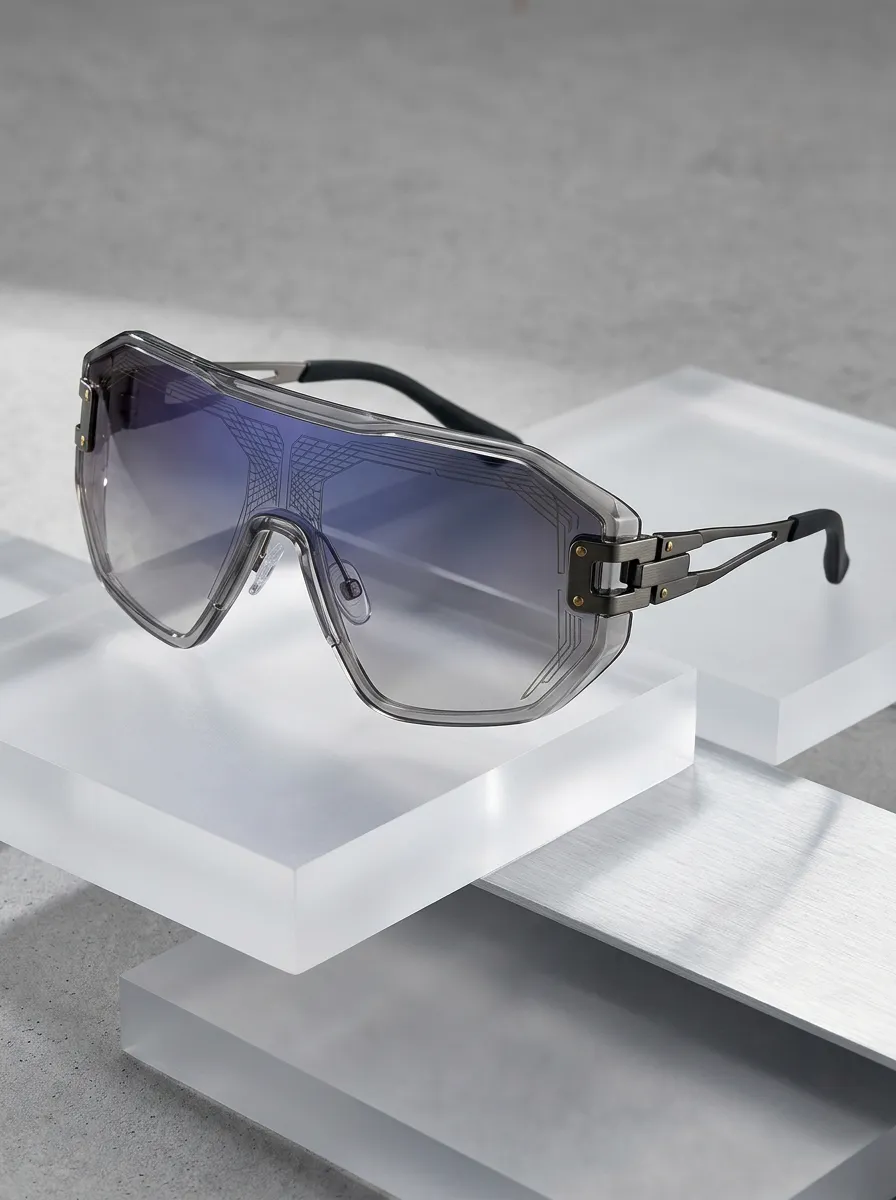 Unisex Cyberpunk Futuristic Geometric Printed Sunglasses
