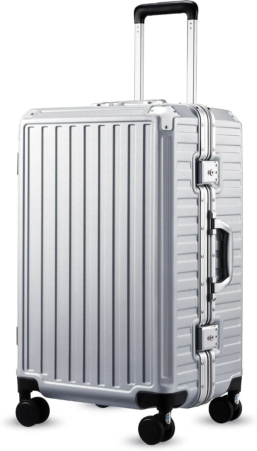 LUGGEX 28 Inch Zipperless Checked Luggage, Charcoal Metallic