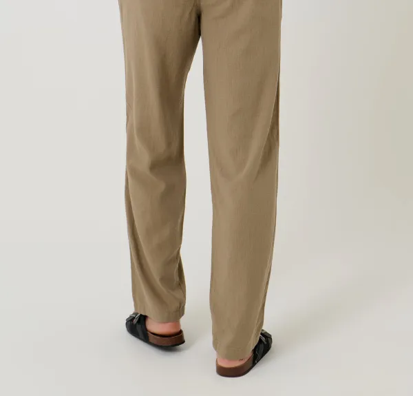 Men's Taupe Linen Blend Drawcord Pants