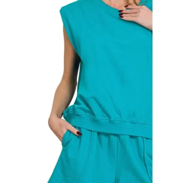 French Terry Sleeveless Top & Shorts Set