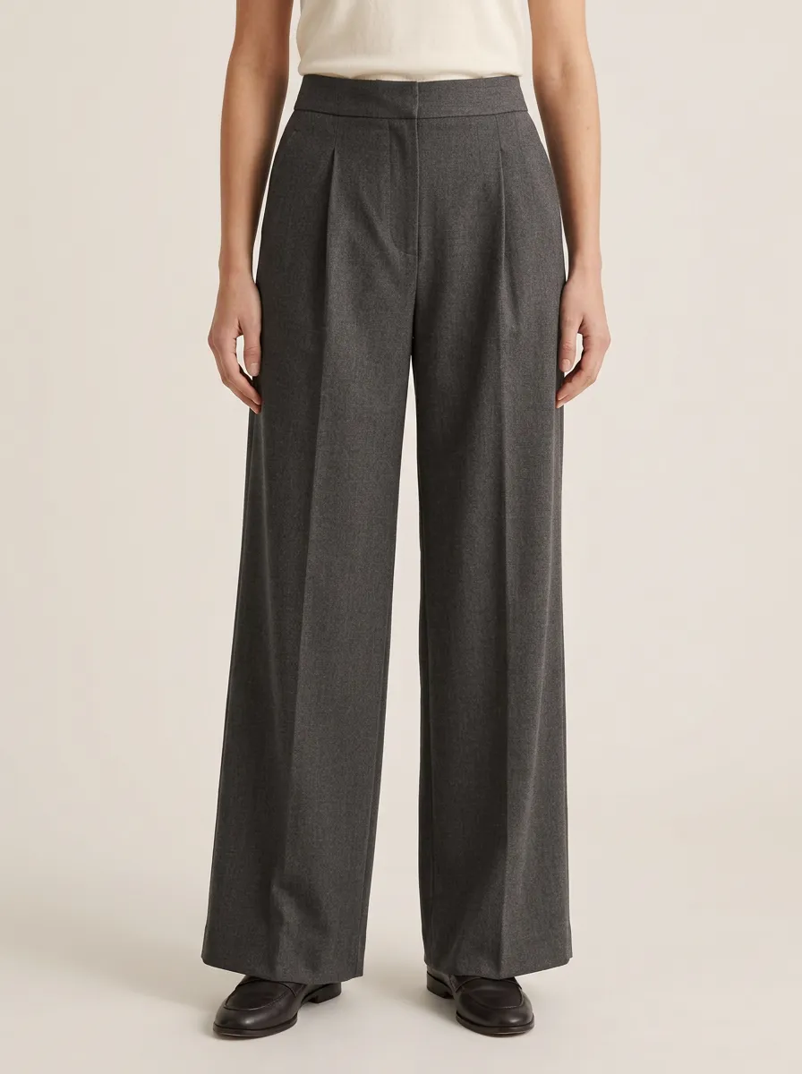 Classic Design Pleated Wide-Leg Trousers