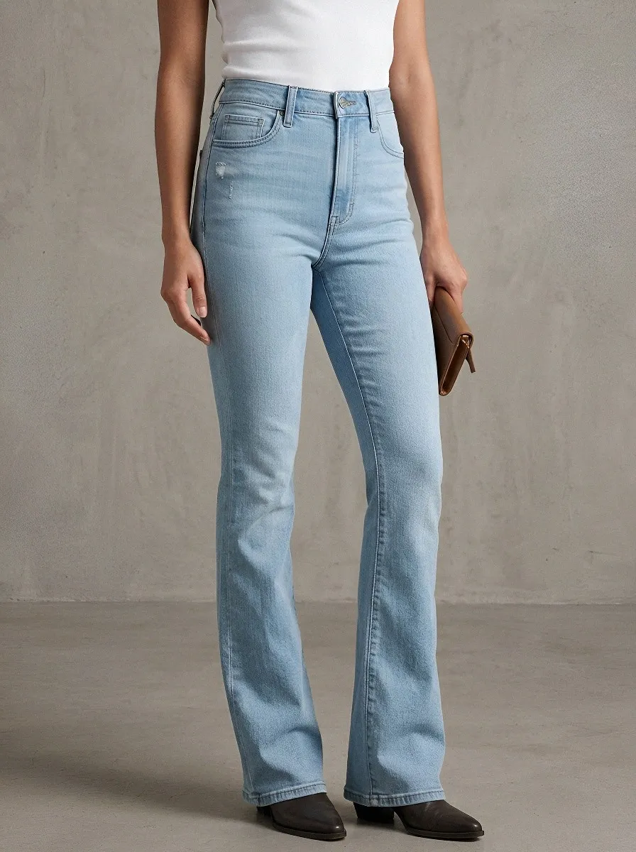 Casual Essential Women's High-Waist Stretch Flare Jeans