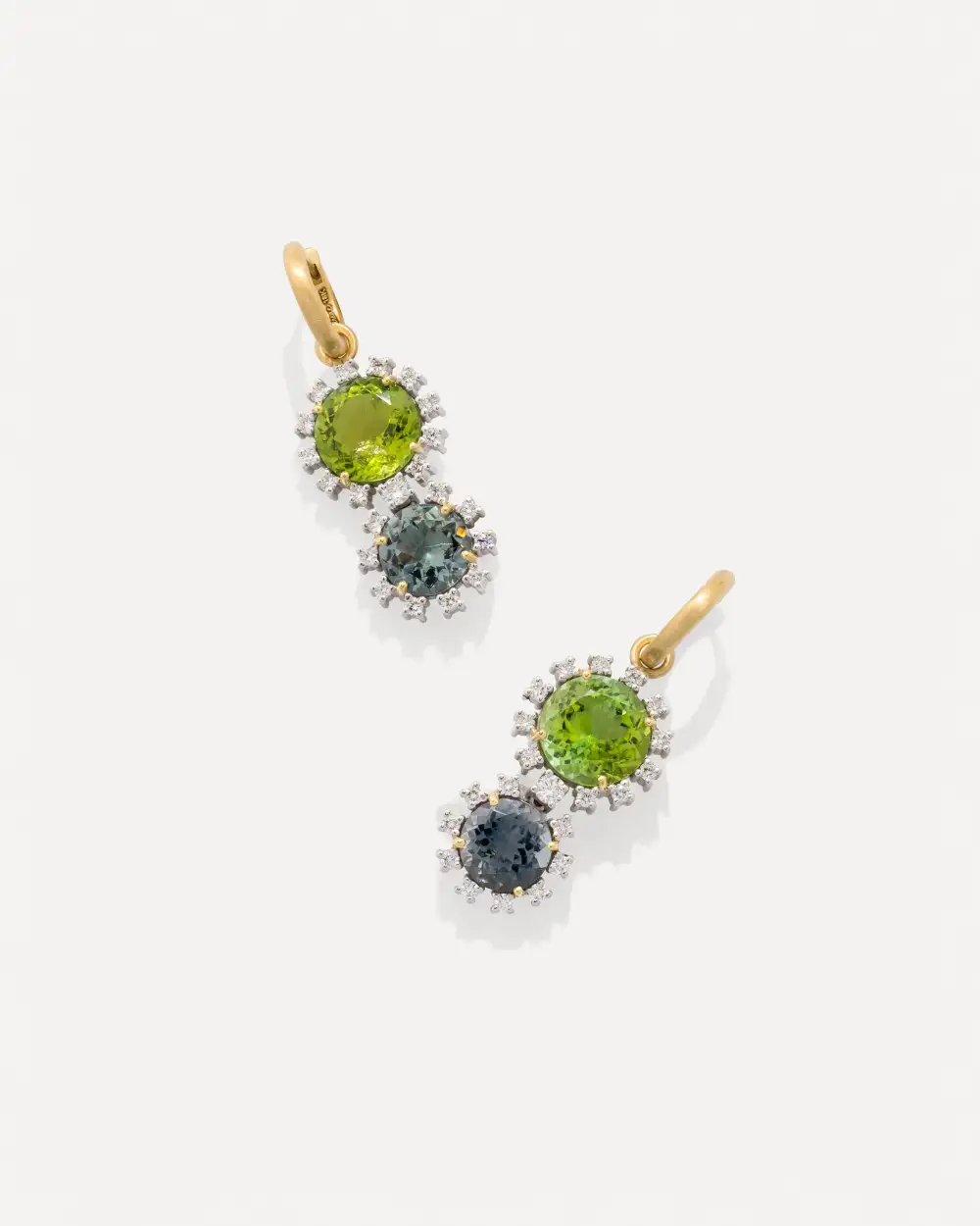 Classic Diamond Studded  Gem Double Drop Huggie Earrings