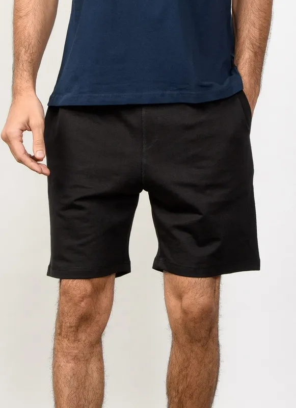 Black Cotton Terry Shorts
