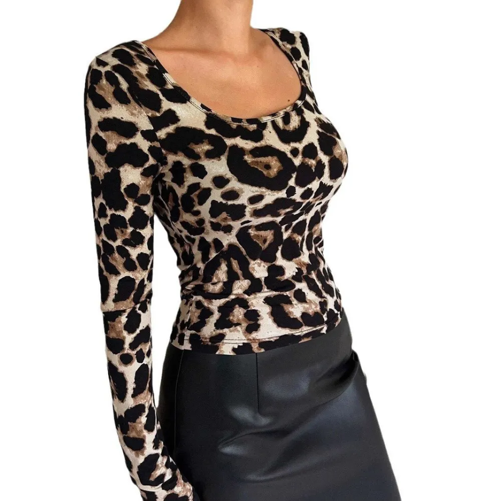 Leopard Print Long Sleeve Blouse