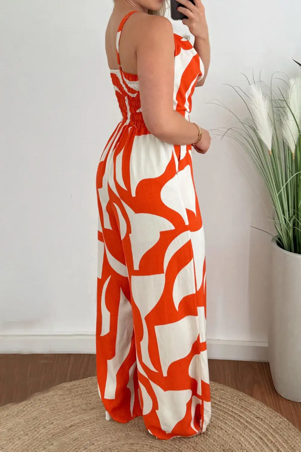 Two Tone Spaghetti Strap Wide Leg Jumpsuit