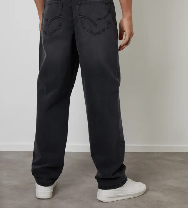 Gray Wash Loose-Fit Jeans