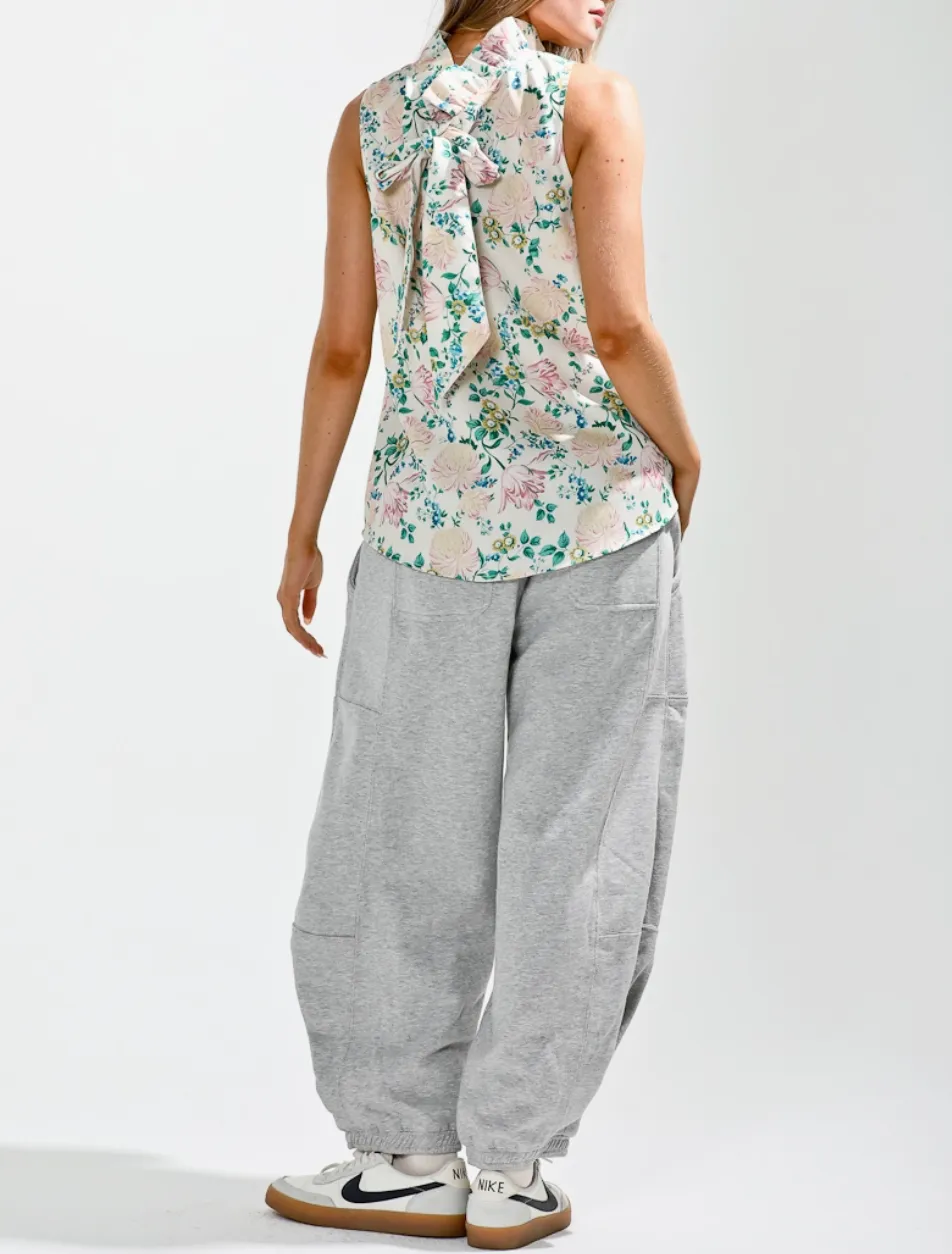 Ruffle High Neck Sleeveless Top