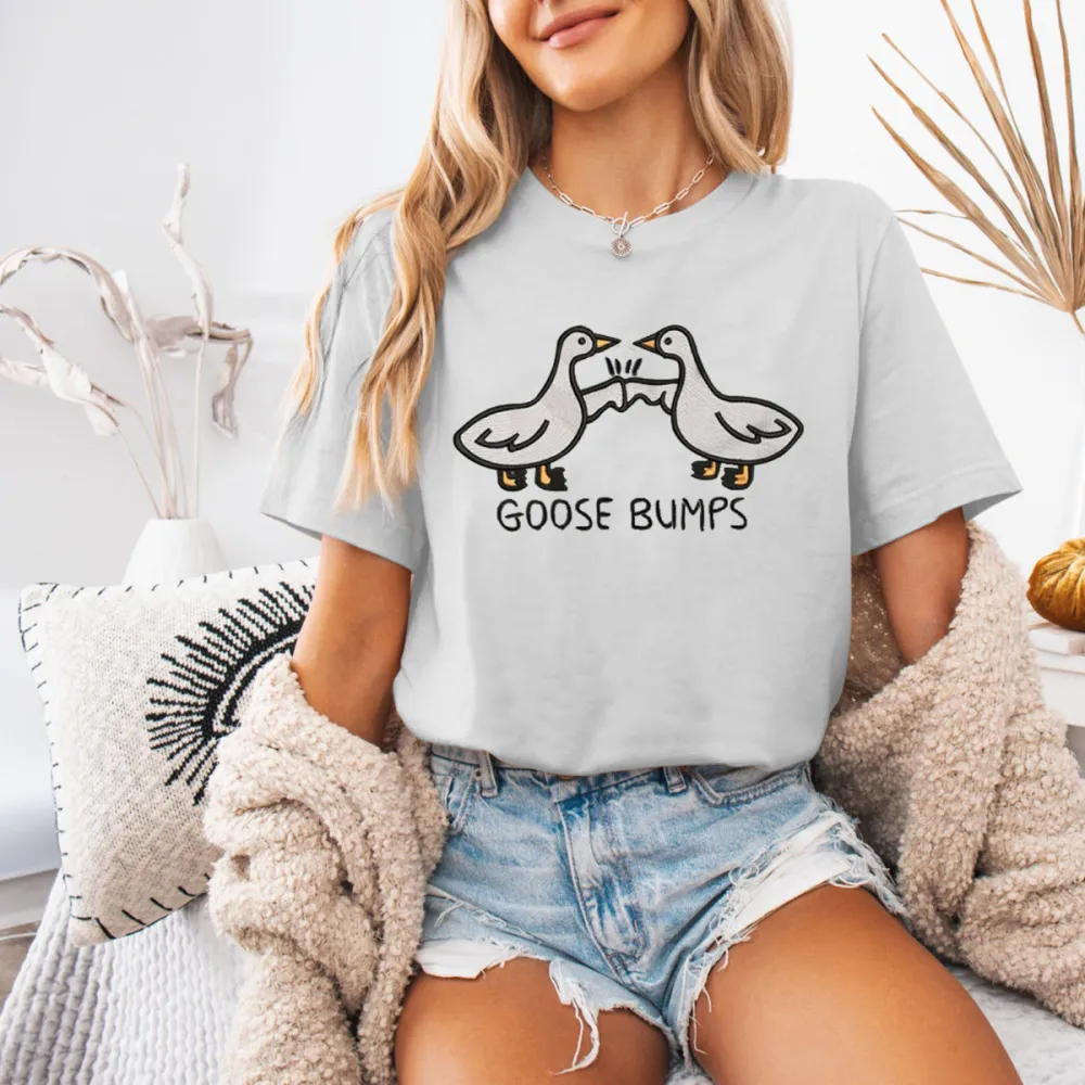 Embroidered Goose Pair T-Shirt