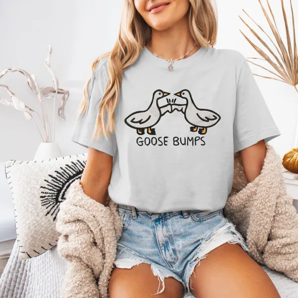 Embroidered Goose Pair T-Shirt