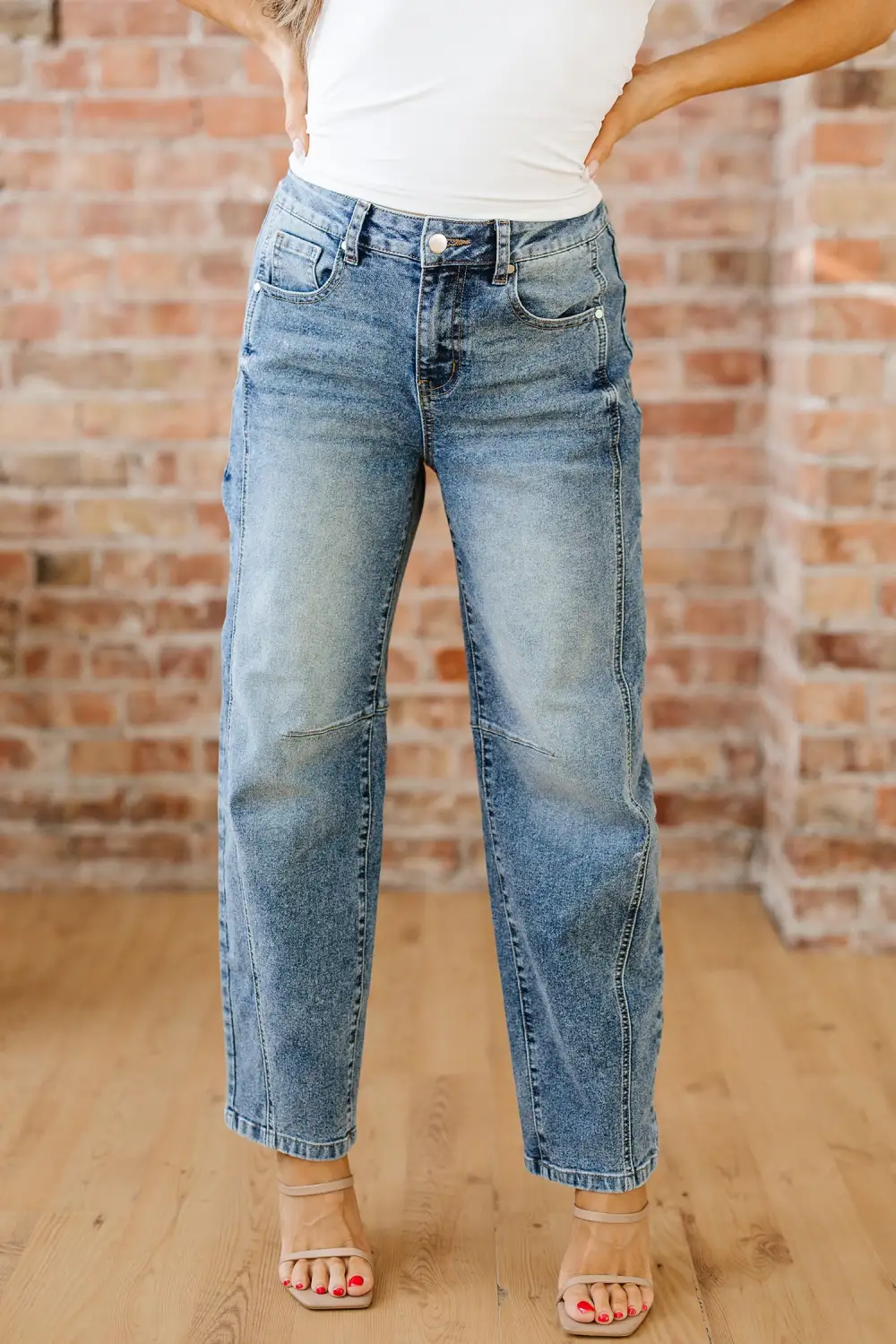 Women's Vintage Washed Seam Detail Shift Jeans