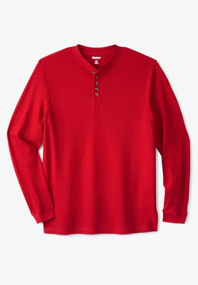 Waffle-Knit Thermal Henley Tee