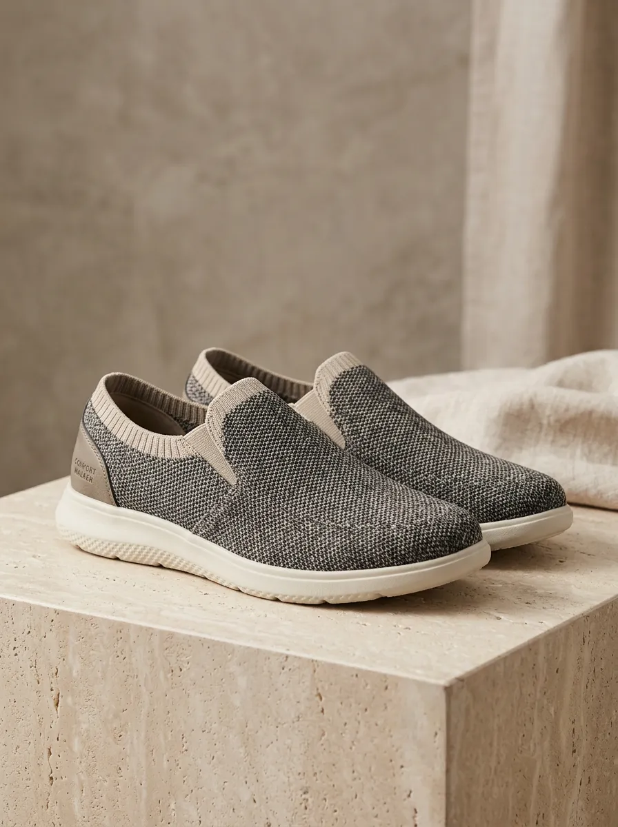 Practical Knit Graphic Edit Men's Stretch Canvas Shoes