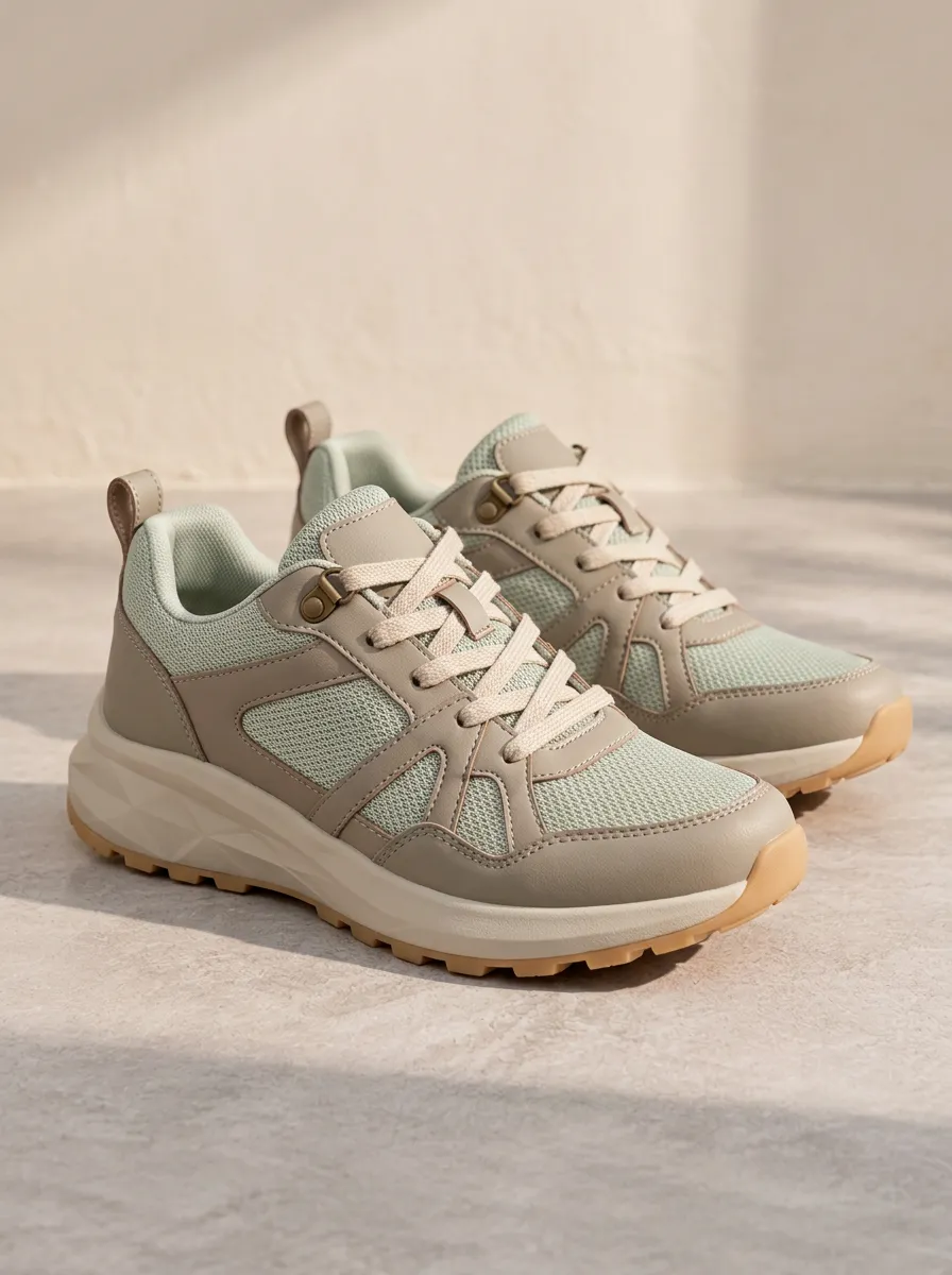 Weekend Wander Women's Sage Green Mesh Walking Sneakers