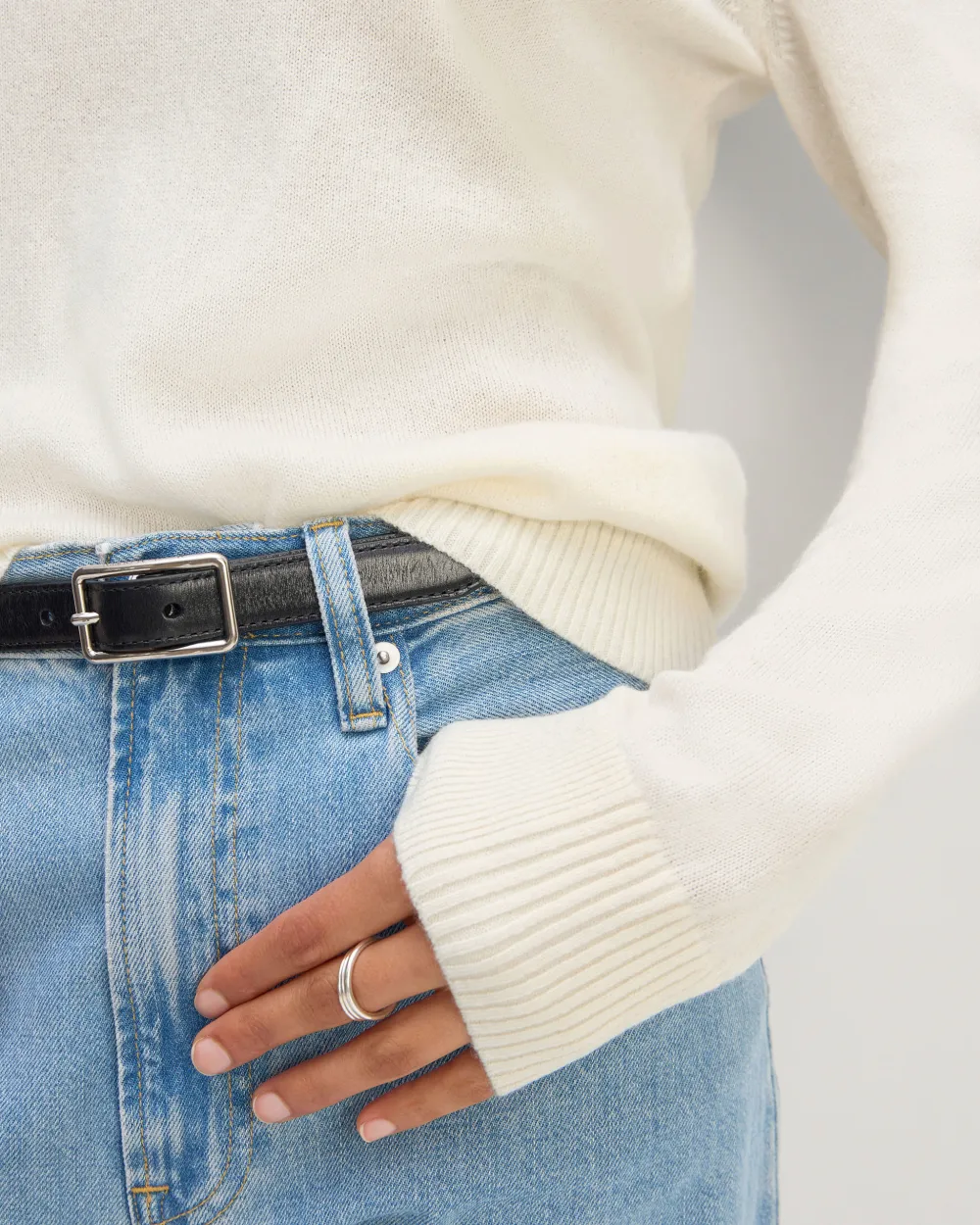 The White Classic Crew in Cashmere