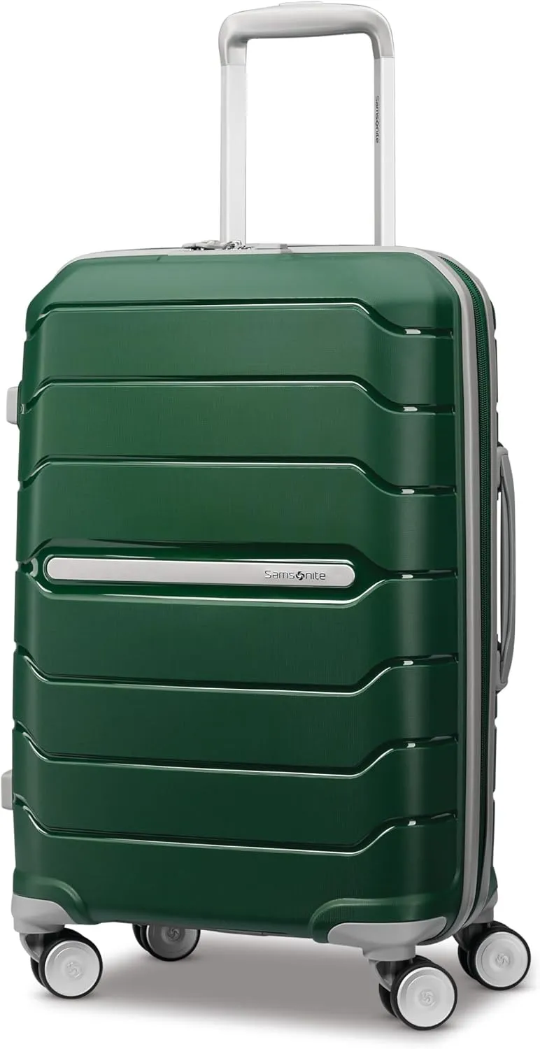 Samsonite Freeform Hardside Carry-On Luggage with Spinner Wheels - Hardshell Suitcase - TSA, Airline-Approved - Expandable Hard Shell, Smooth Rolling Wheels for Lightweight Travel - White/Grey