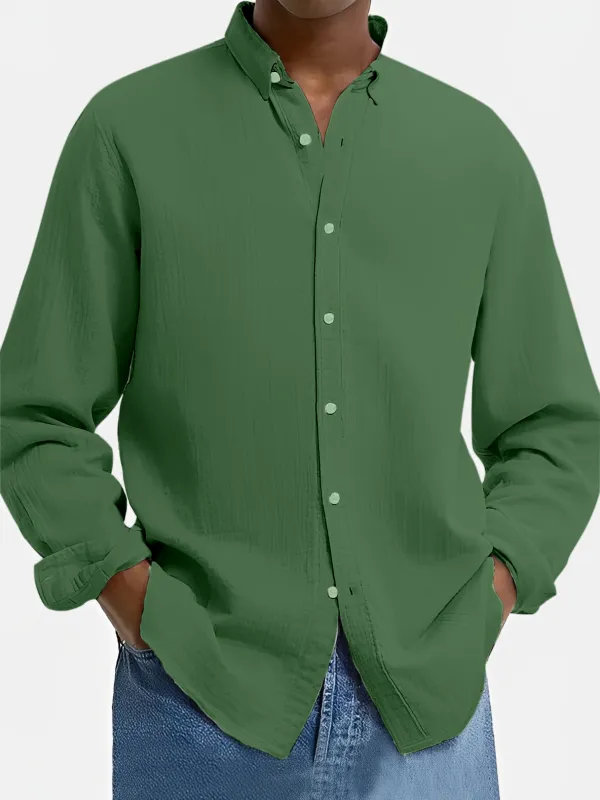 Cotton Linen Camp Collar Shirt