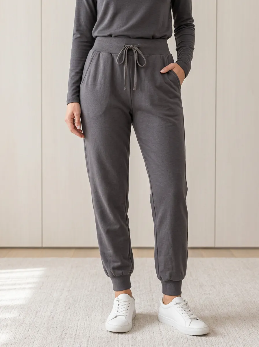 Women's Casual Solid Color High-Waisted Drawstring Jogger Pants