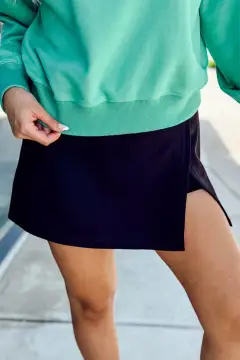 Solid Color Wrapped Side Slit Skort