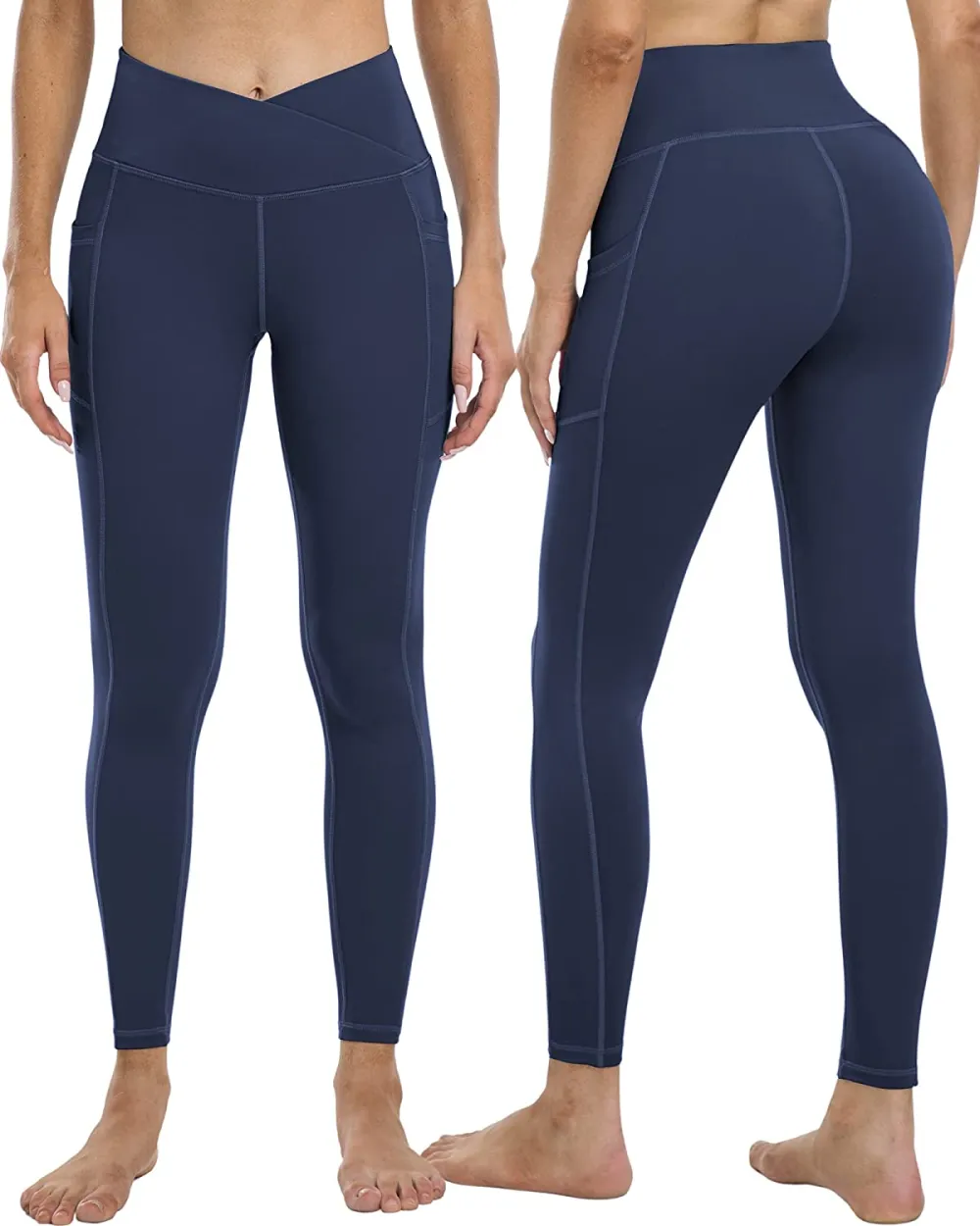 YOUNGCHARM 4 Pack Leggings with Pockets for Women,High Waist Tummy Control Workout Yoga Pants