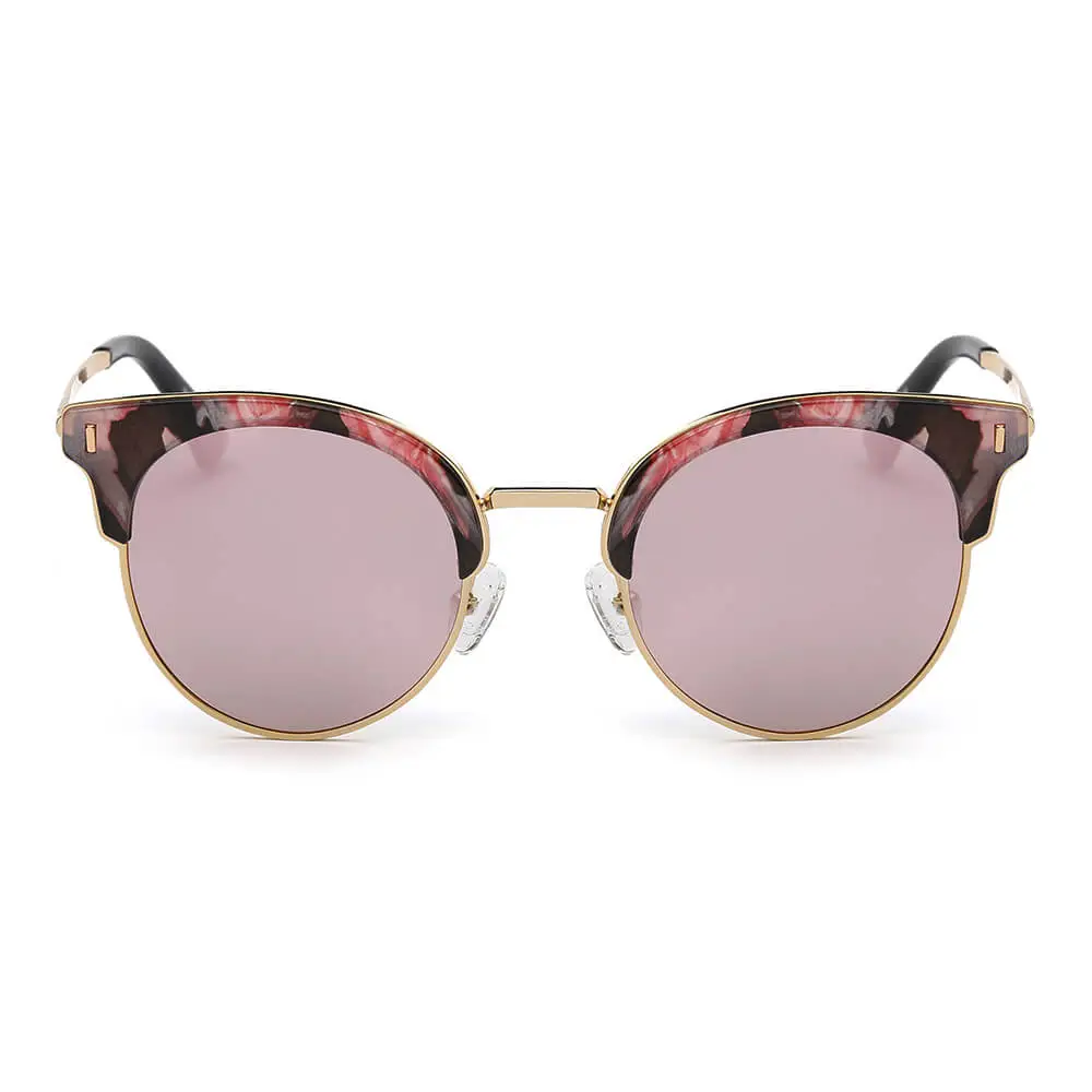 Half Frame Round Cat-Eye Polarized Sunglasses