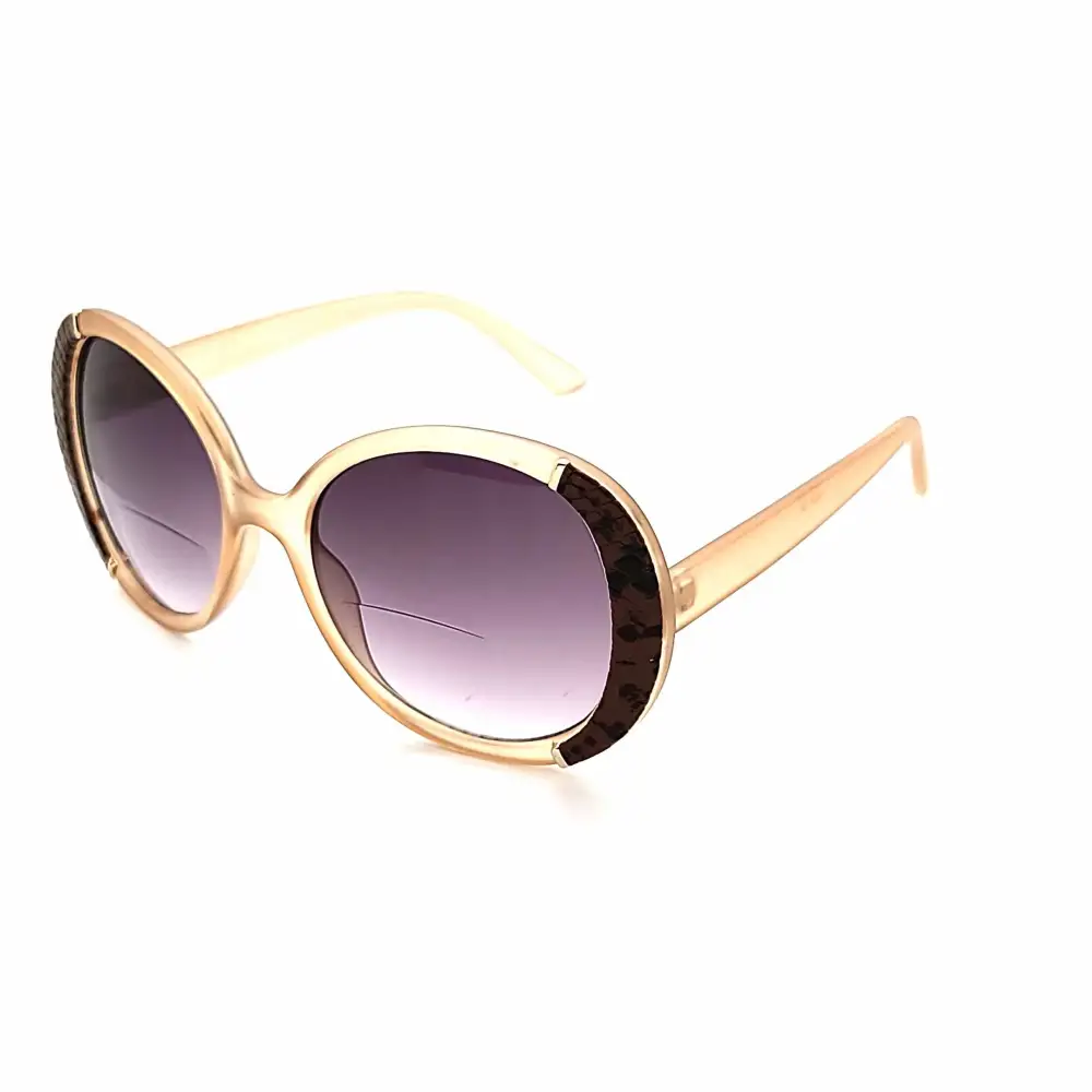 Women's Large Snake Print Round Bifocal Reading Sunglasses
