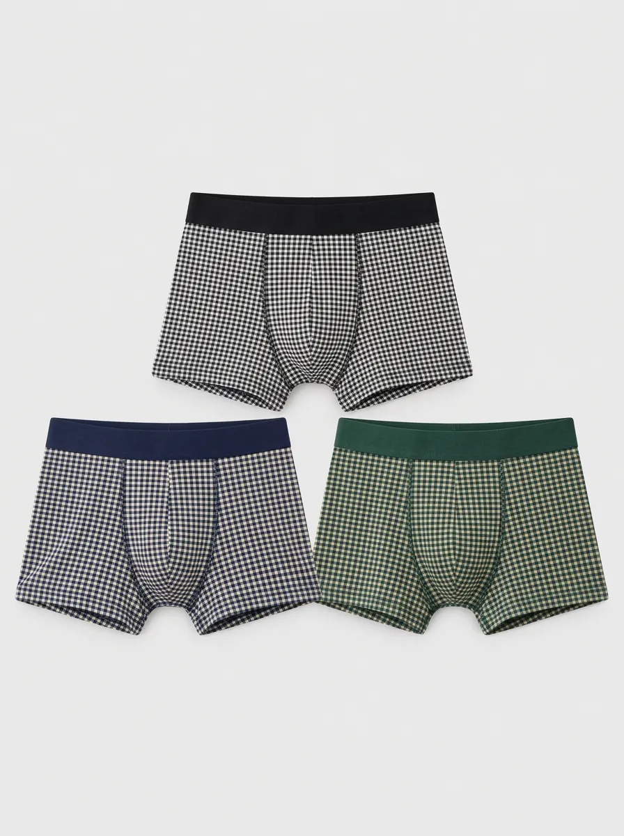 Men's Gingham Boxer Briefs 9-Pack