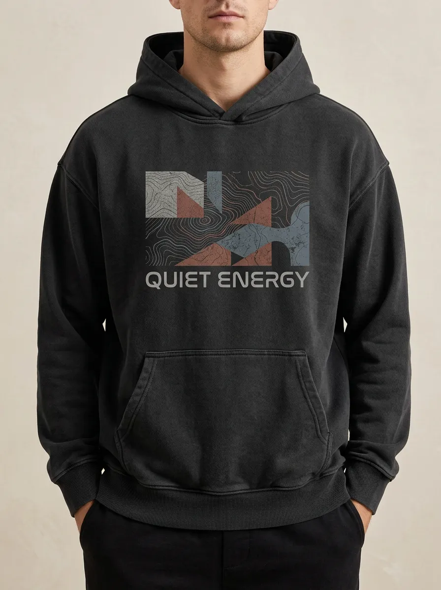 Men's Quiet Energy Geometric Topographic Print Hoodie