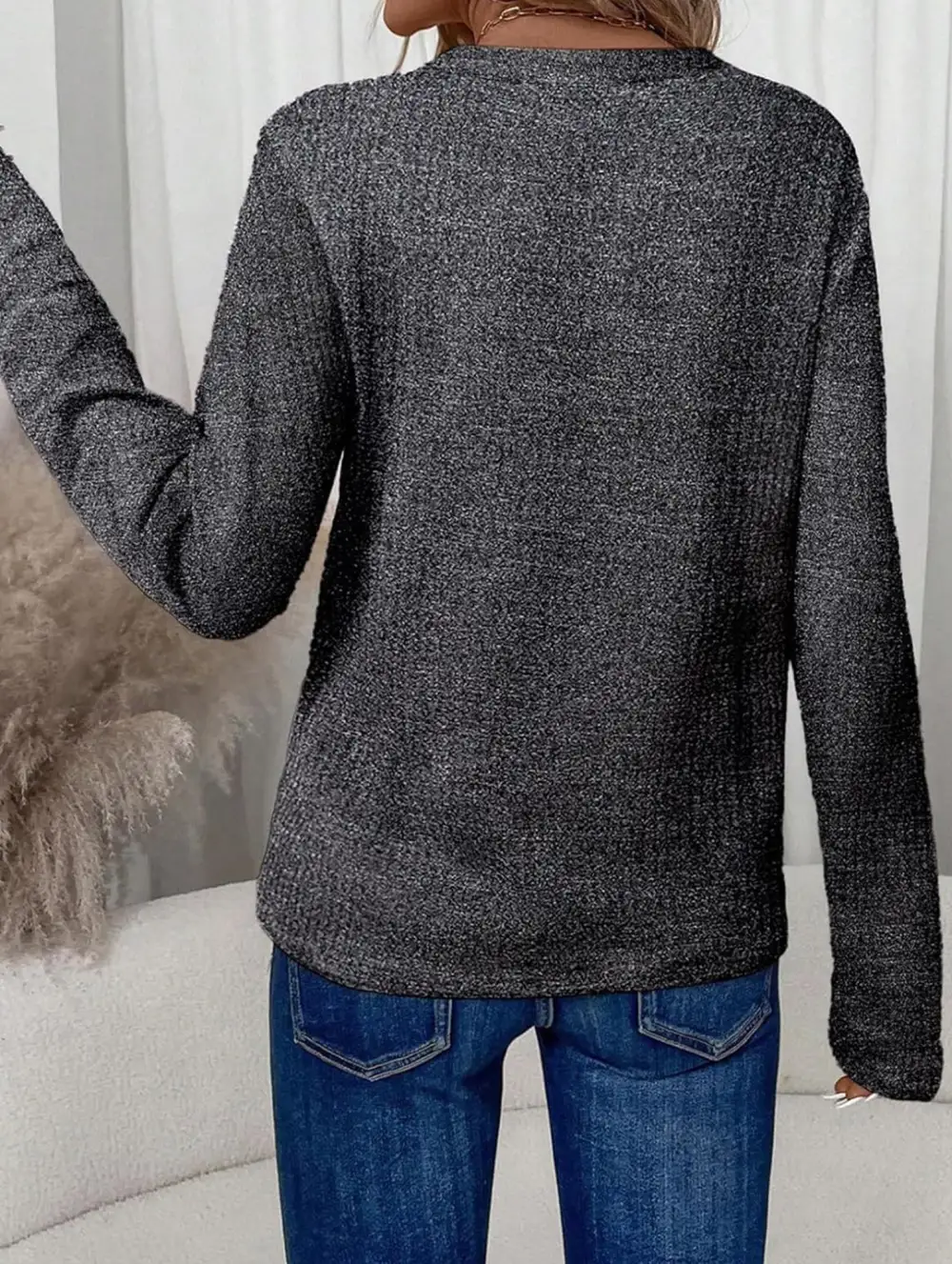 V Neck Pullover Long Sleeve Tee