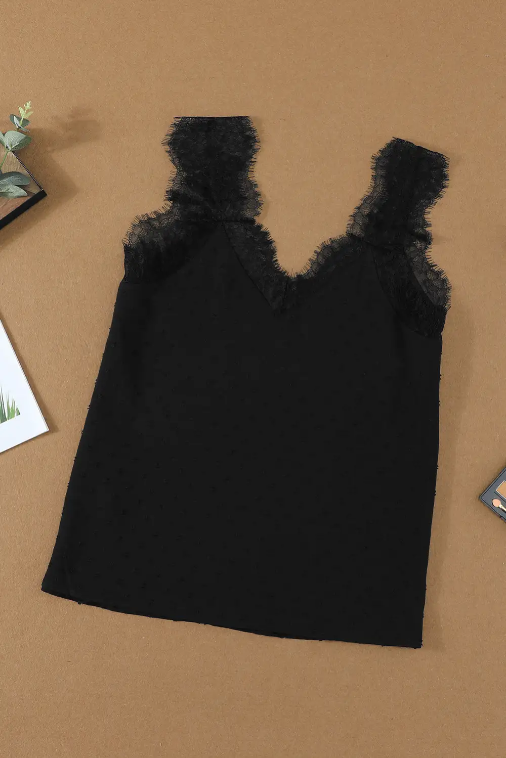 Eyelash V-Neck Cami Tank Top