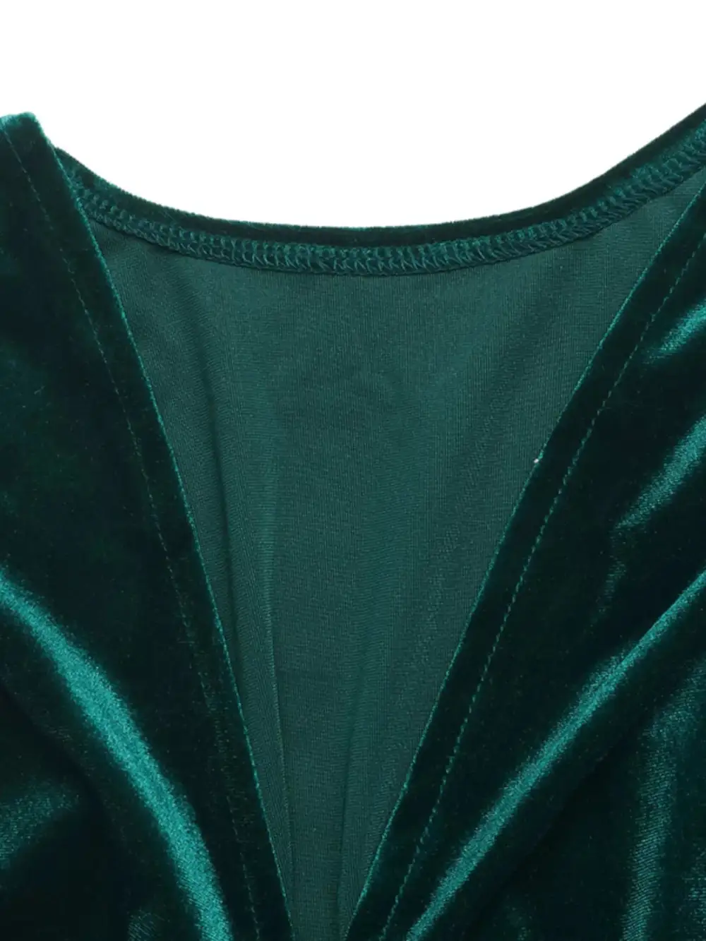 Textured Detail Velvet V Neck Long Sleeve Maxi Dress