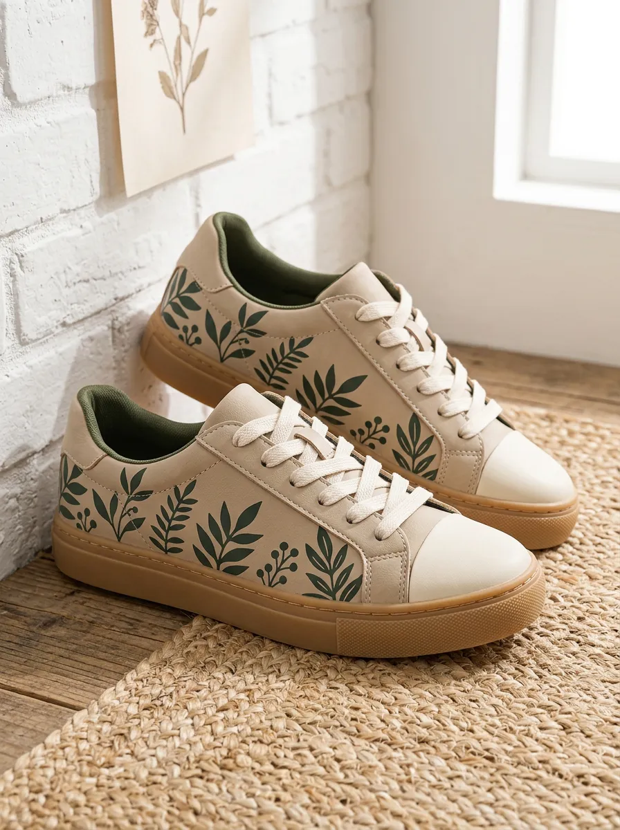 Women's Classic Botanical Nature Lover Leaf Skate Shoes