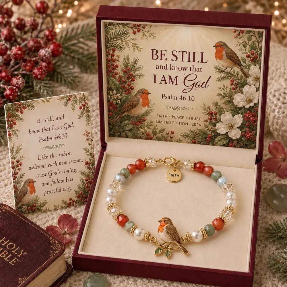 🎅 2026 Christmas Gift 50% Off--✝️ Psalm 46:10 Faith Bracelet | Limited Edition 2026 Christian Jewelry with 7 Meaningful Nature Symbols, Gemstone-Style Beads & Scripture Gift Box 🤍
