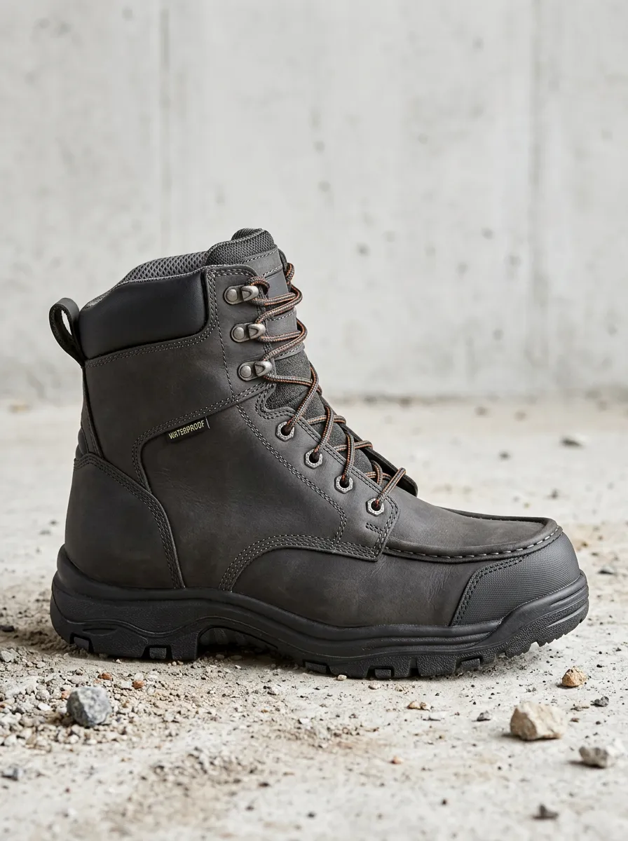 Utility-Ready Leather-Look Men's Waterproof Work Boots