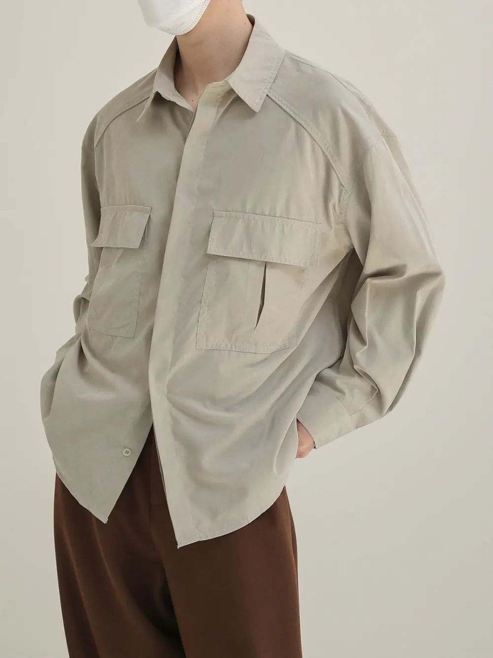 Drop Shoulder Flap Pocket Shirt