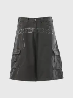 Wide-Leg Graphic Printed Shorts