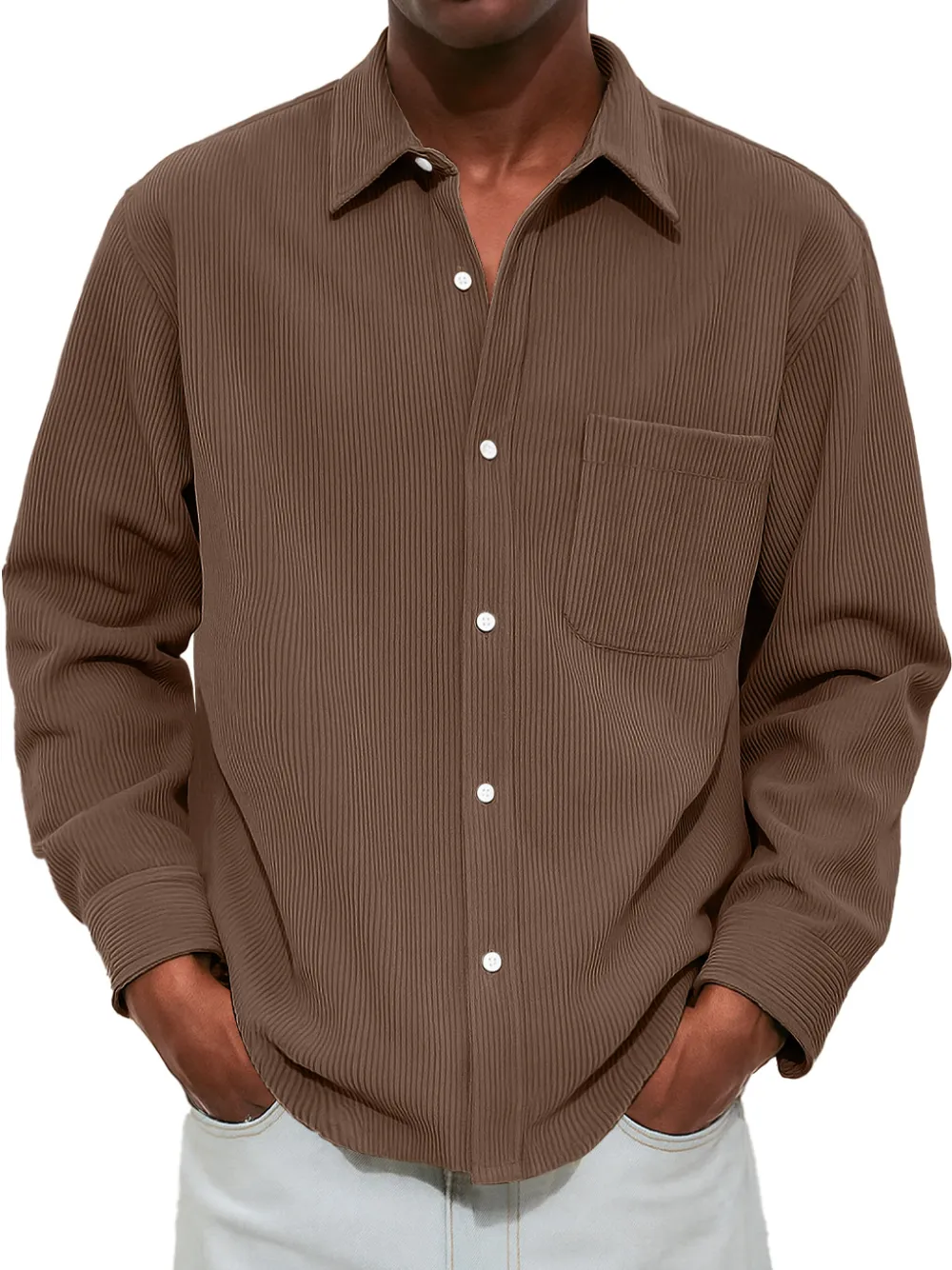 Comfort Fit Ribbed Knit Pocket Shirt
