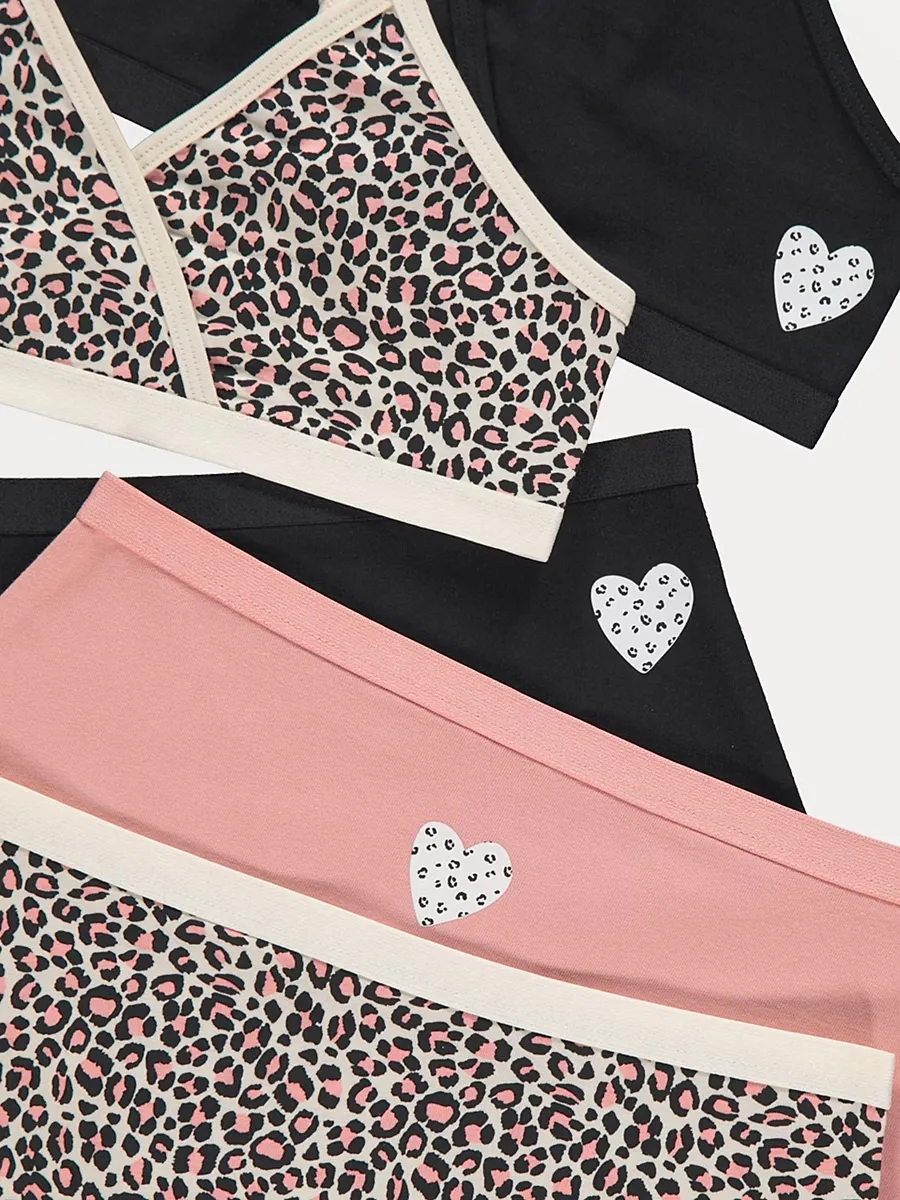 Animal Print Crop Tops and Briefs 5 Pack