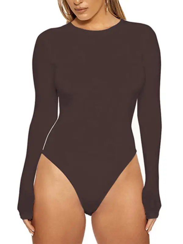 Bottoming Tops Long Sleeved Tight Fitting Jumpsuit