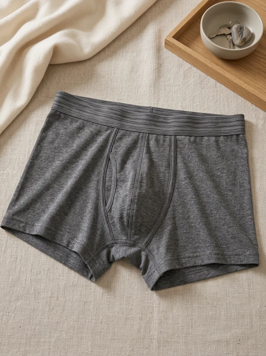 Men's Casual Basic Grey Solid Color Printed Boxer Briefs