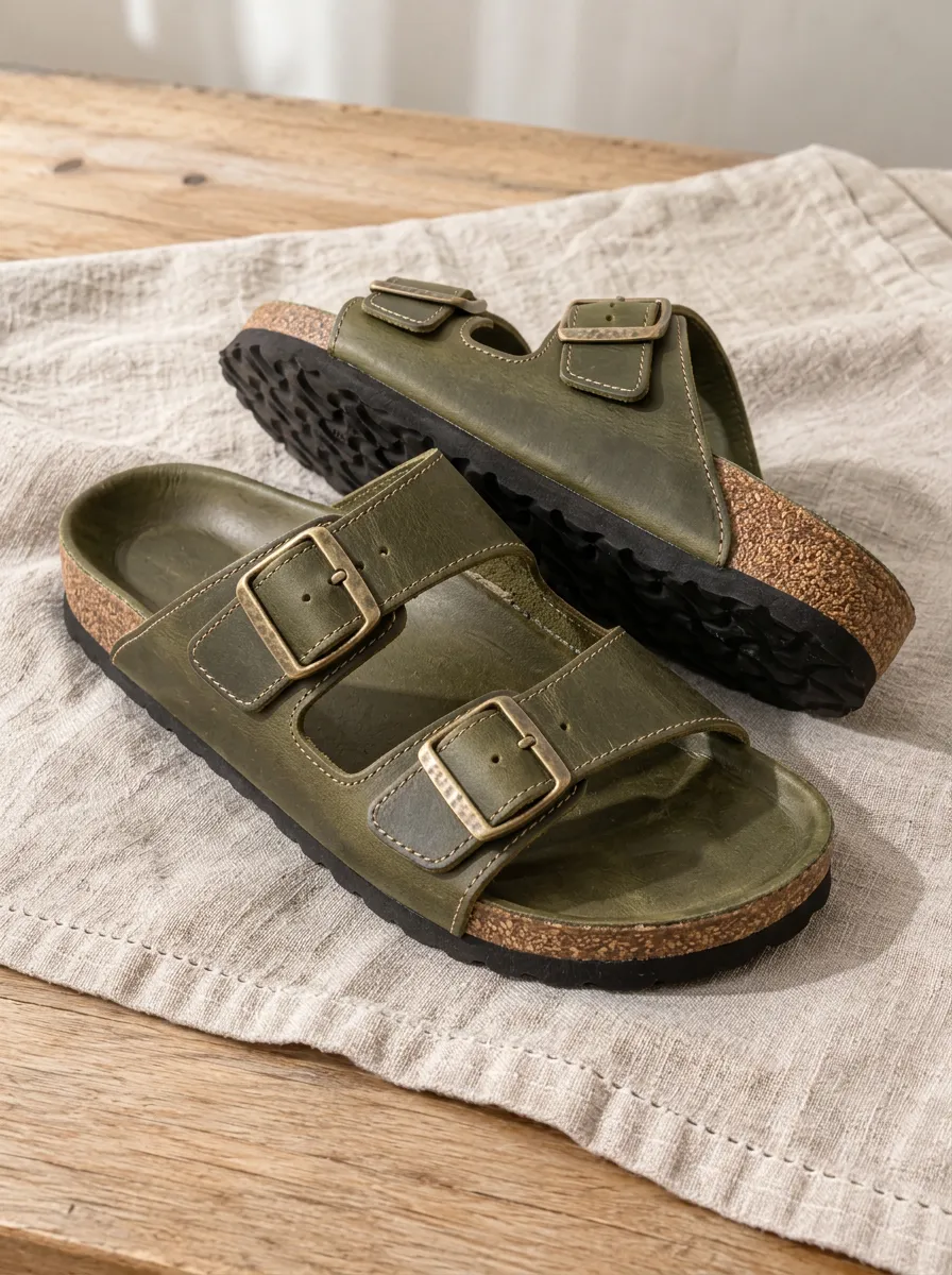 Unisex Dual Buckle Classic Cork Footbed Sandals