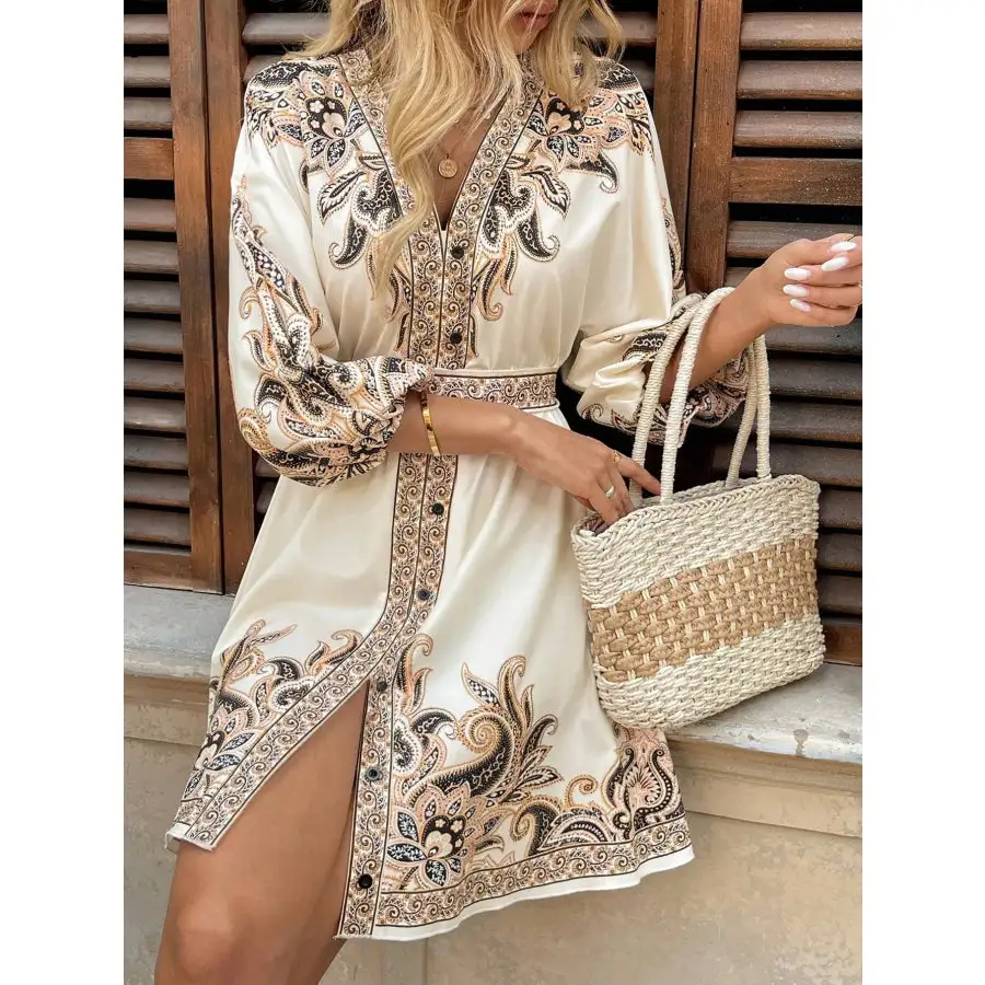 Easy Everyday V-Neck Balloon Sleeve Mini Dress