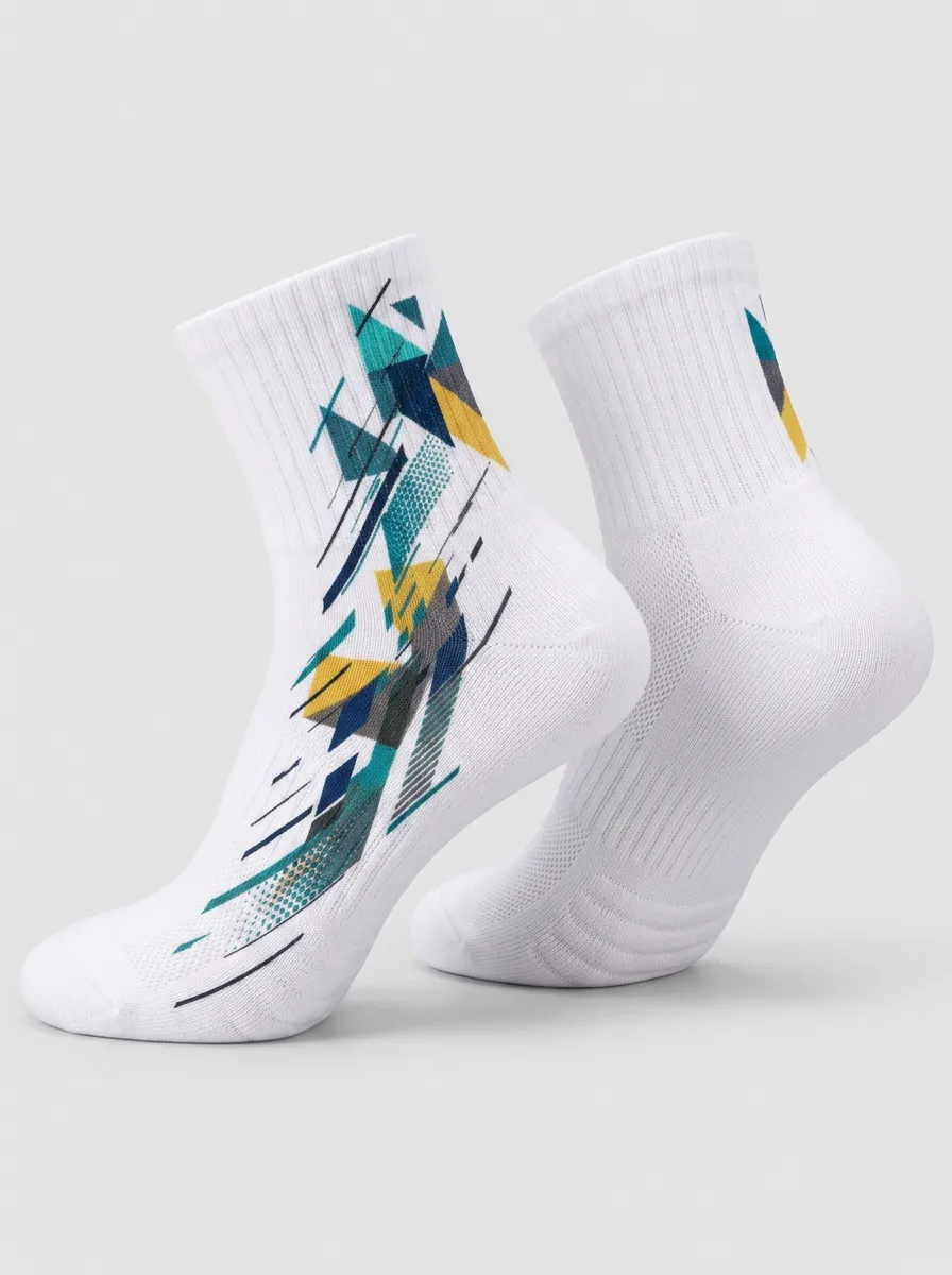 White Summit Geometric Graphic Training Ankle Socks