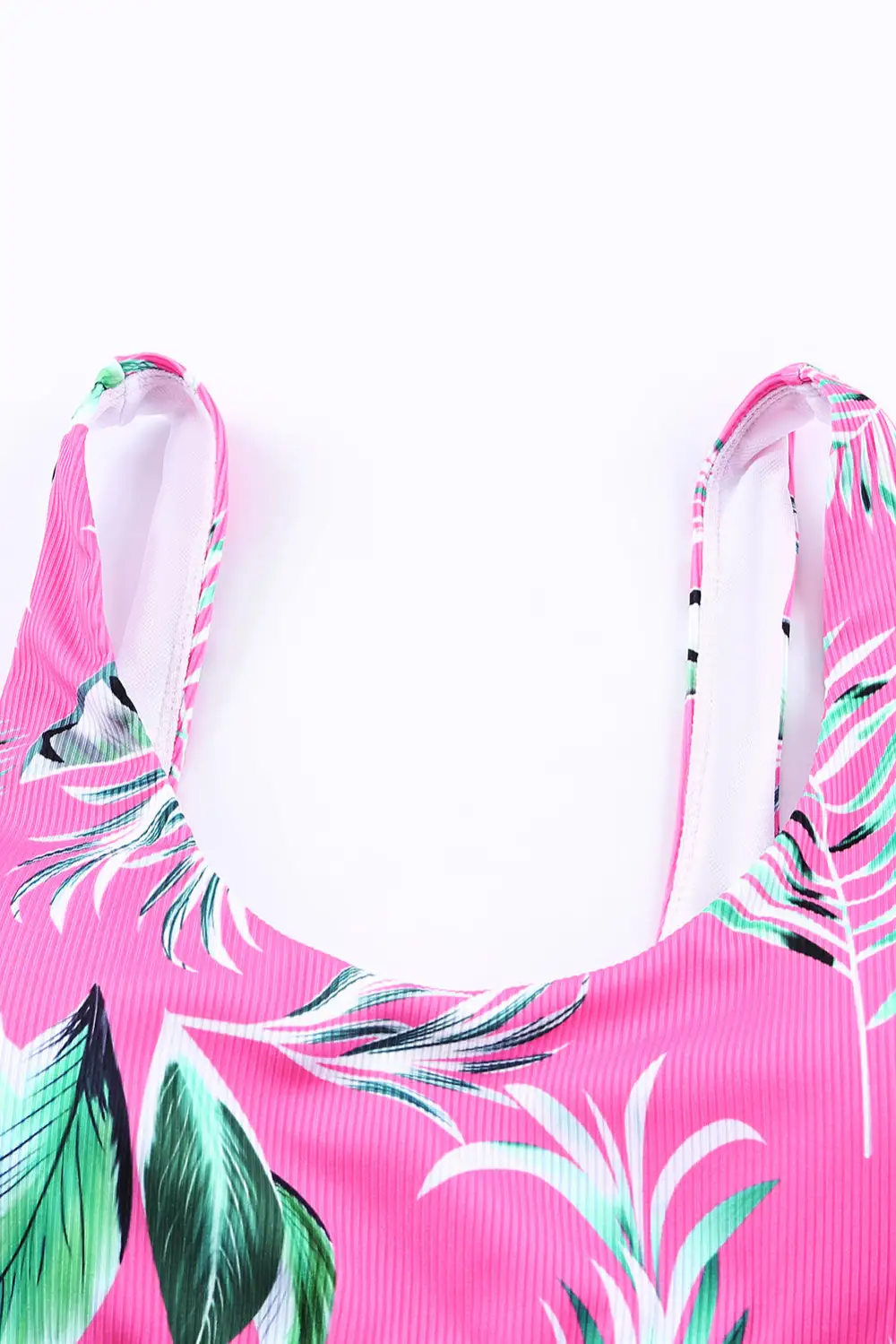Swimwear Floral Bodycom Party Bikinis Scoop Neck Tropical Ribbed High Waist Bikini